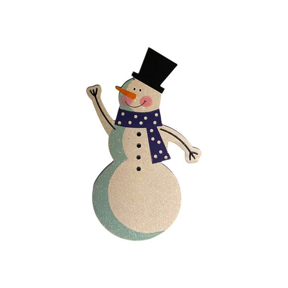 Glitter Snowman Christmas Decor | Winter Holiday Snowman Sign | Farmhouse Accent - Picture 6 of 6